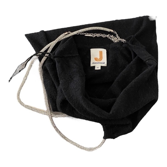 JoosTricot Black Maxi Dress Halter Jewel Straps High Slit Alpaca Wool Blend XS - Picture 7 of 10